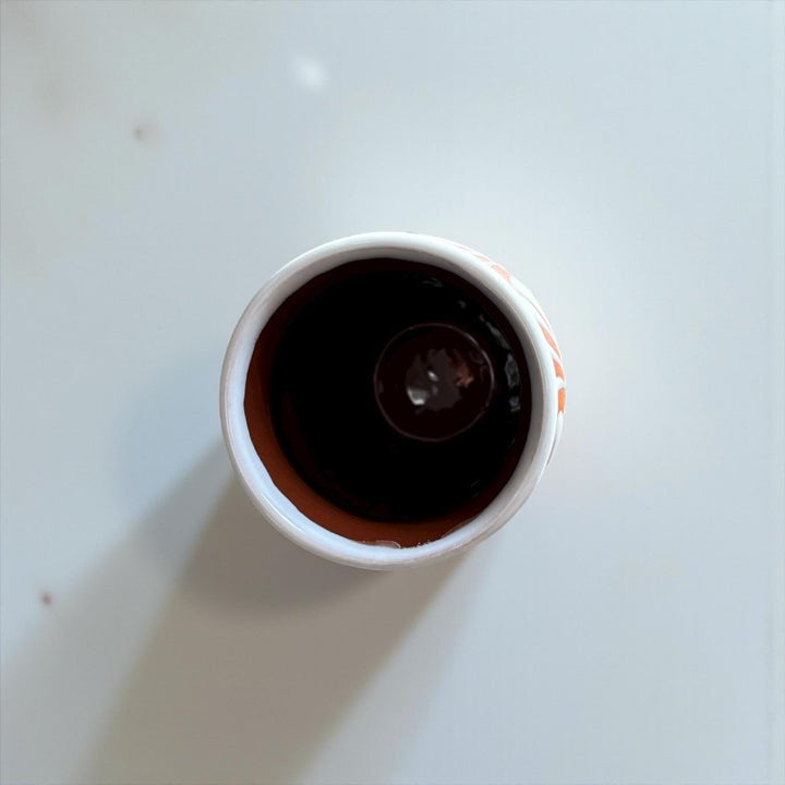 Hand Painted Rustic Clay Brown and White Cantarito Cup (Cielito Lindo) – Set of 2