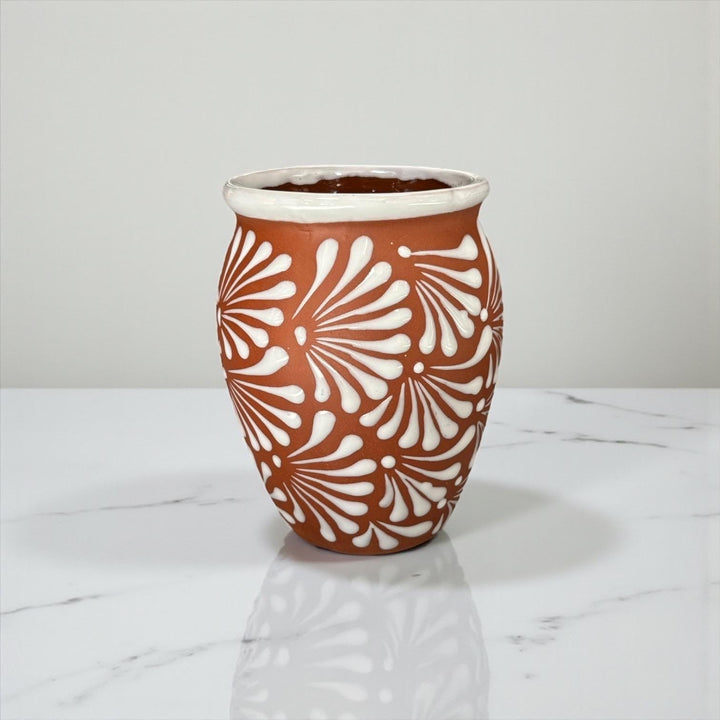 Hand Painted Large Brown and White Rustic Clay Cantarito – Assorted Quantities