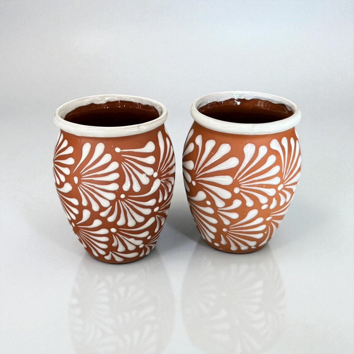 Hand Painted Large Brown and White Rustic Clay Cantarito – Assorted Quantities