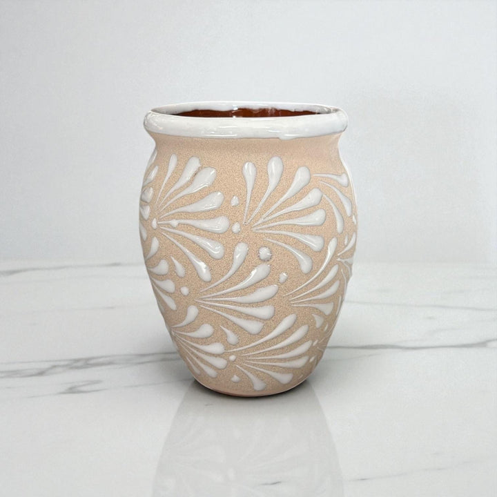 Hand Painted Large Ivory Cream and White Rustic Clay Cantarito – Assorted Quantities