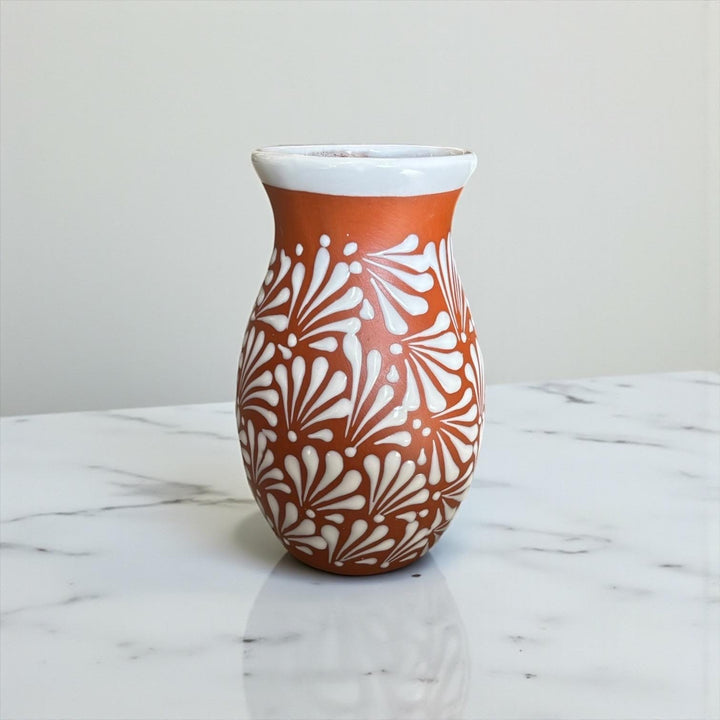 Hand Painted Brown and White Rustic Standard Clay Vase (Cielito Lindo Inspired)
