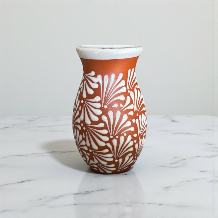 Hand Painted Brown and White Rustic Standard Clay Vase (Cielito Lindo Inspired)