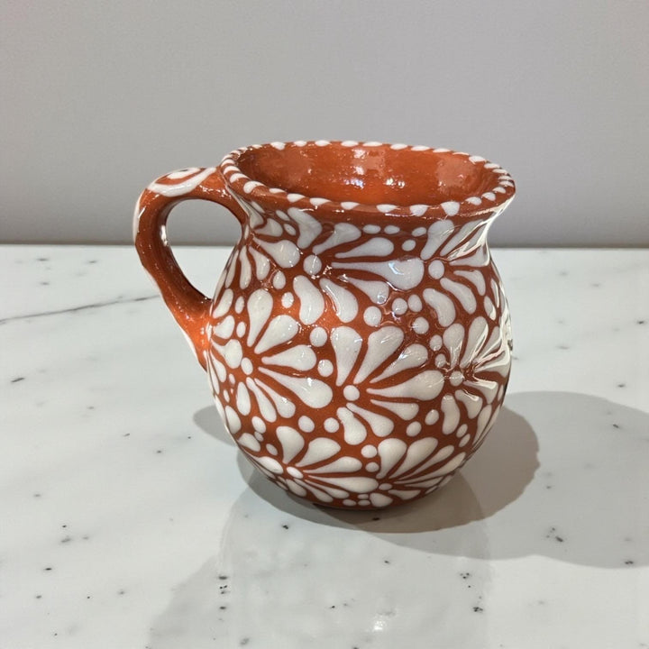 Hand Painted Talavera Christmas Cantarito with Handle Mug, Snowman Brown Mix – Set of 2