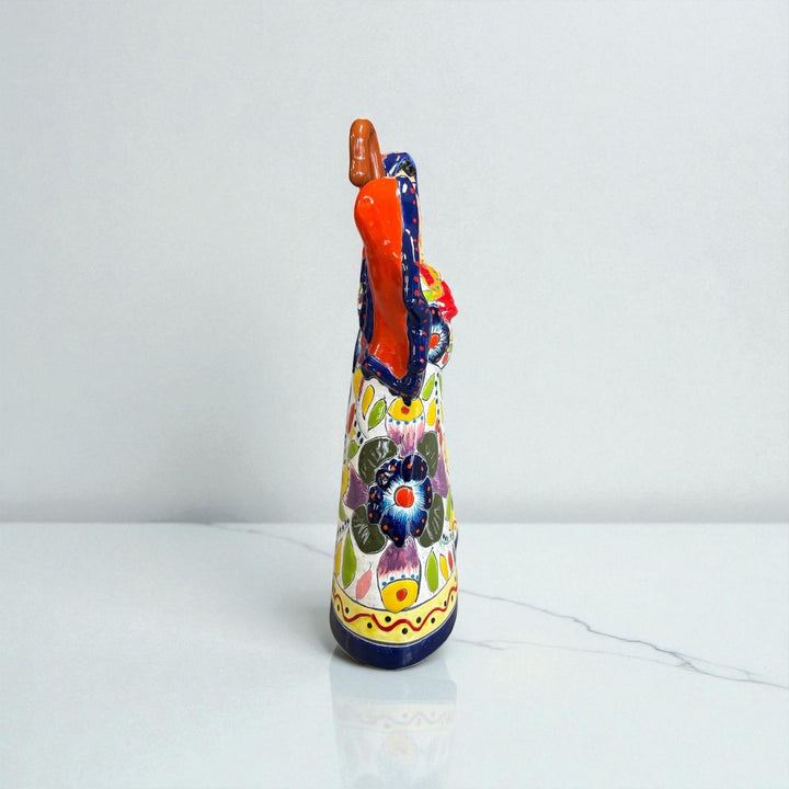 Beautiful Hand Painted Mexican Talavera 2-Piece Nativity Set, Dark Blue & Orange