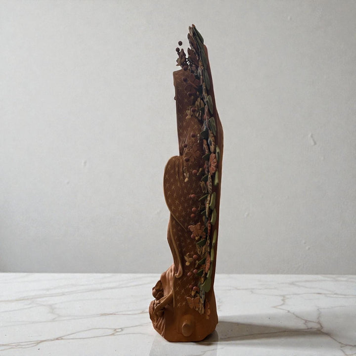 Large Handmade Mexican Natural Clay “Virgen de Guadalupe”, Rustic Multicolor – Free Shipping (Contiguous U.S. Only)