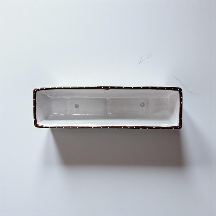 Hand Painted Mexican Talavera Long Planter, Dark Blue & Multicolor