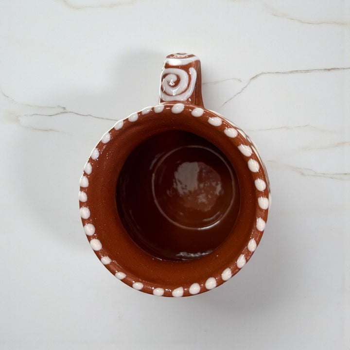 Hand Painted Talavera Christmas Cantarito with Handle Mug, Reindeer Brown Mix – Set of 2