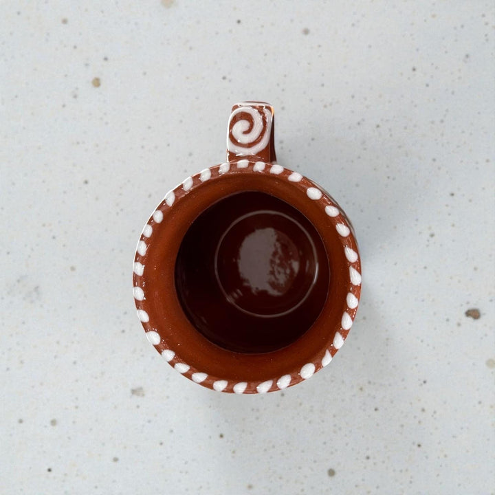 Hand Painted Talavera Christmas Cantarito with Handle Mug, Snowman Brown Mix – Set of 2