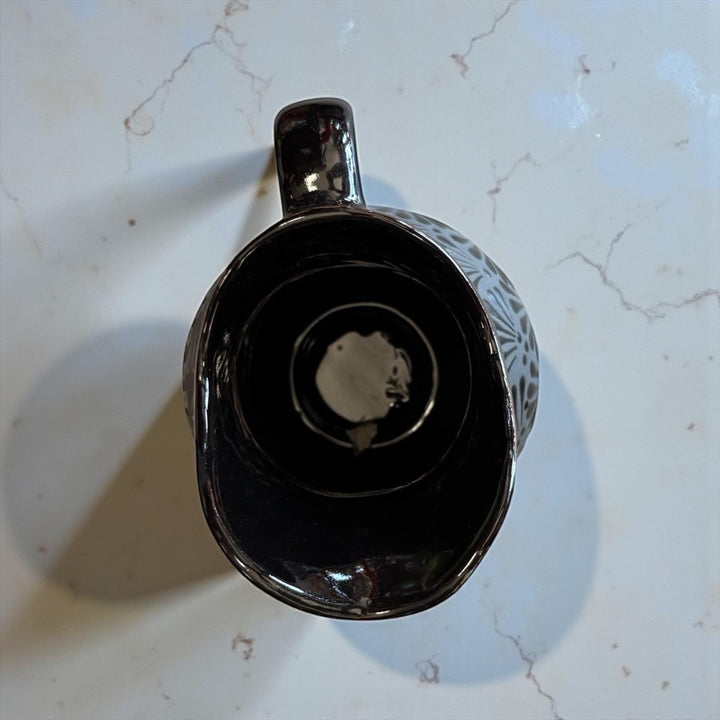 Hand Painted Mexican Clay Water Pitcher (Cielito Lindo Inspired), Charcoal & Black