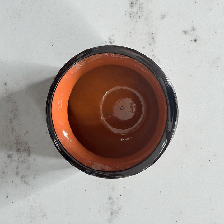 Large Hand Painted Clay Planter Pot with Handles, Charcoal & Black – Free Shipping (Contiguous U.S. Only)