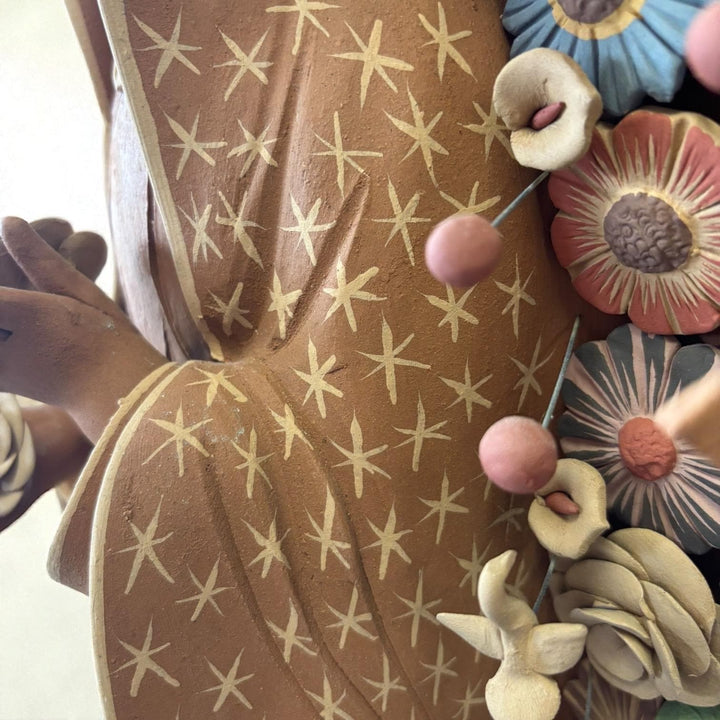 Large Handmade Mexican Natural Clay “Virgen de Guadalupe”, Rustic Multicolor – Free Shipping (Contiguous U.S. Only)